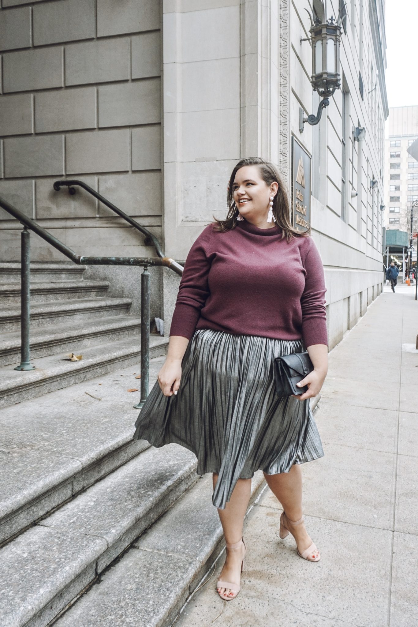 Bold Metallic Skirt Styled Four Ways for the Holidays MADDY GUTIERREZ