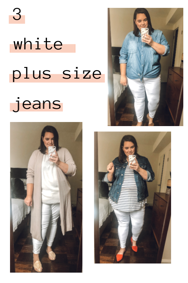 plus size white denim jeans
