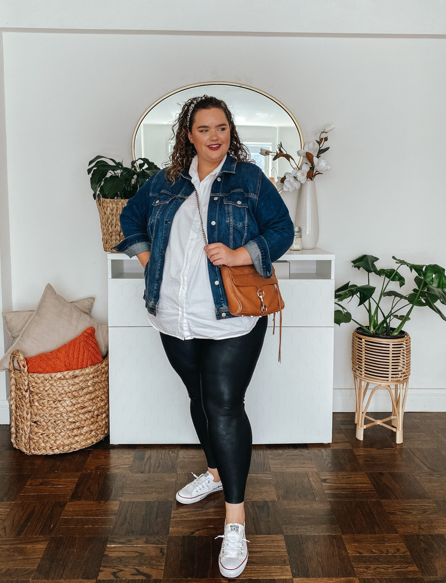 SPANX - There is no wrong way to wear the goes-with-everything Drape Front  Jacket, but @curvestocontour (IG) sure does it right with our Faux Leather  Leggings! ❤️ Shop her outfit:  and